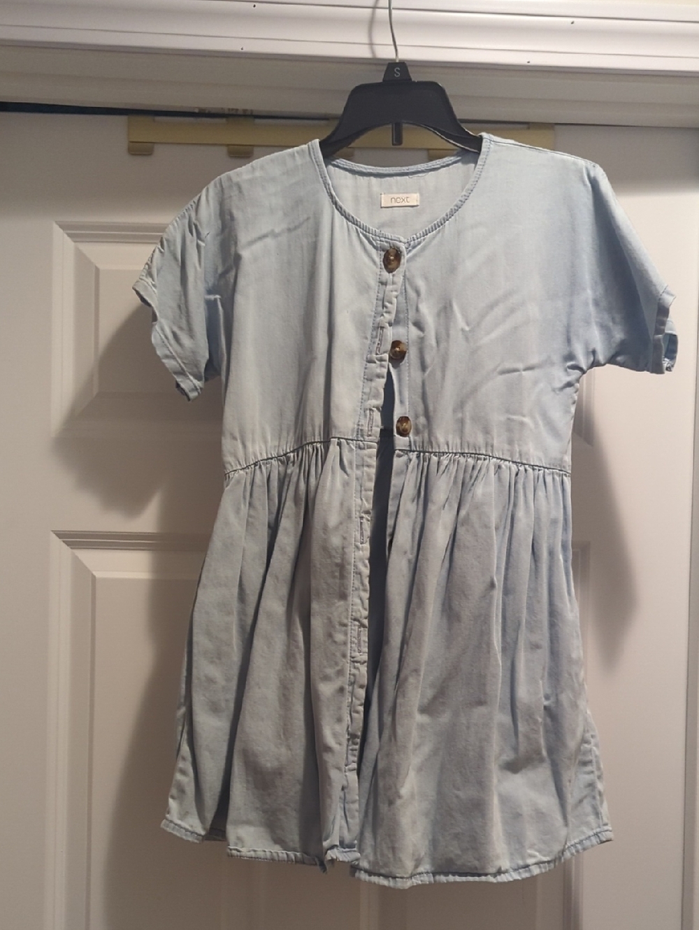 next Pale Blue Denim Button-Front Girls' Dress